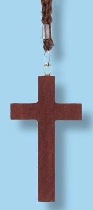 1.75" Light Stained Cross, 30" Cord - 43-205-CD