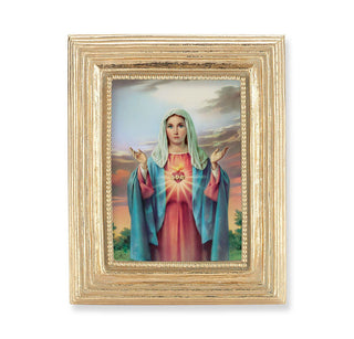 Immaculate Heart of Mary Print - 3.75 x 4.5" Gold Frame - 450G-205