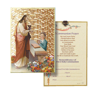 First Communion Boy Gold Foil Mosaic Plaque with Certificate - 4 x 6" - 46E-678