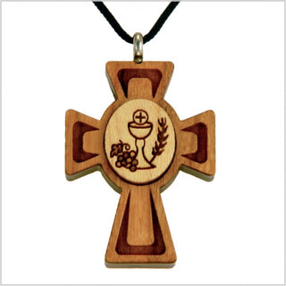 Communion Wooden Cross Pendant - 52A