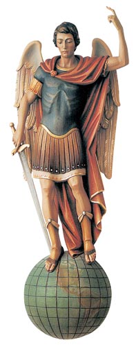 WOOD CARVED ST. MICHAEL STATUE