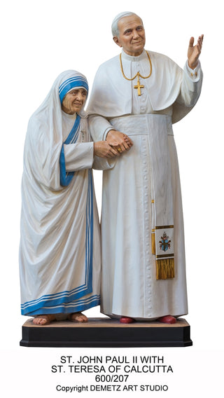 St John Paul II with Mother Teresa - Wood Carved - 600-207