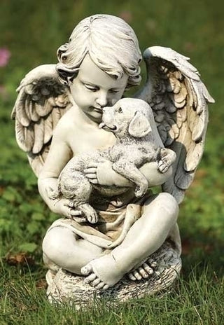 60424 Garden Angel With Puppy