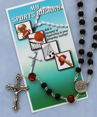 Basketball Black Rosary - 60965/BK/BSKT