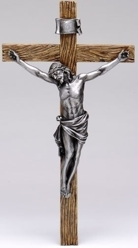 62142 20" ANTIQUED SILVER CRUCIFIX