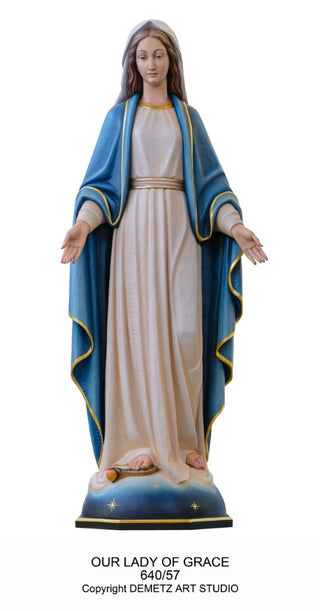 WOOD CARVED OUR LADY OF GRACE STATUE - 640-57