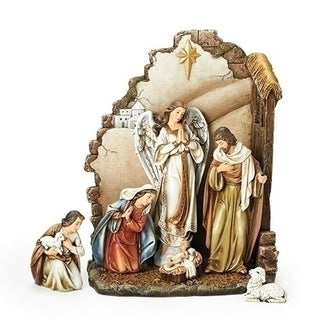 7PC 13" Scale Nativity with Back Wall - 66088