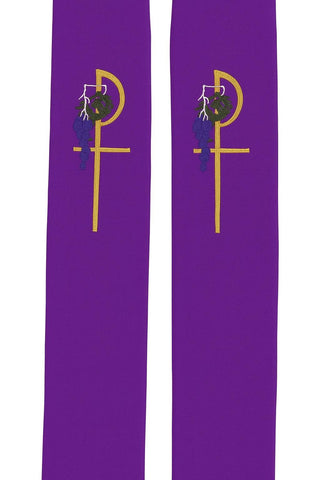 CHI-RHO W/ GRAPES PLAIN STOLE - 709-710-STOLE