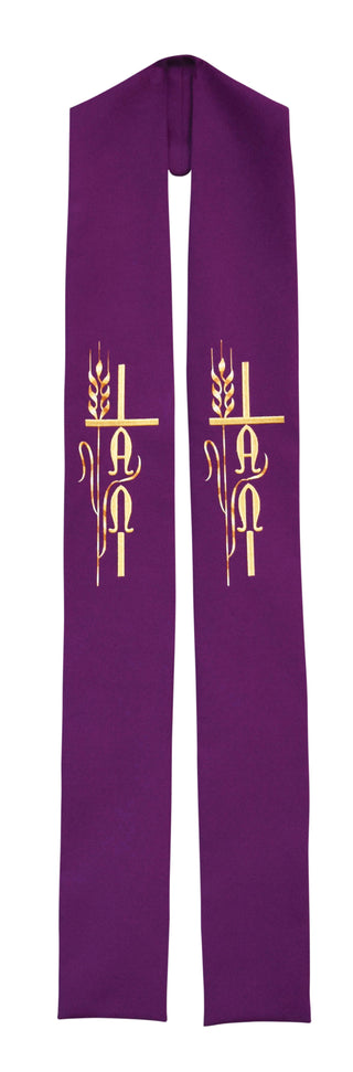 WHEAT & VINE ALPHA OMEGA STOLE - 713-714-STOLE