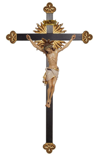 Siena Crucifix with Halo and Shiny Baroque Cross - 724004