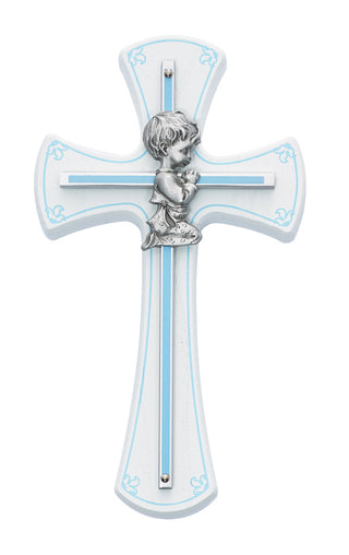 7” Boy Cross on White Wood - 73-10