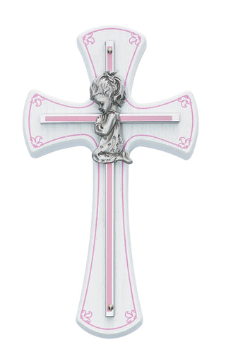 7” Girl Cross on White Wood - 73-11