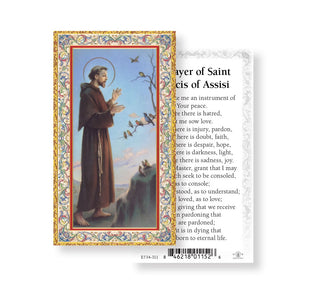 St. Francis - Prayer for Peace - 100 Pack of Gold Embossed Paper Holy Cards - 734-311