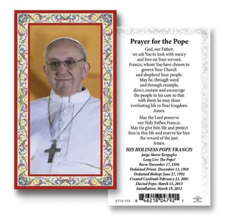 734-574 Holy Cards of Pope Francis