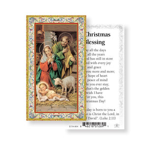 A Christmas Blessing - 100 Pack of Gold Embossed Paper Holy Cards - 734-804