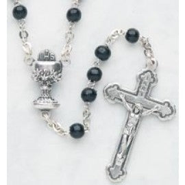 Black Glass Rosary - 750/BK