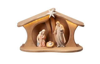 Advent Nativity Set - 5 pieces - Luce Stable for Holy Family with LED - 776752L