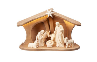 Advent Nativity Set - 9 pieces - Luce Stable for Holy Family with LED - 776753L