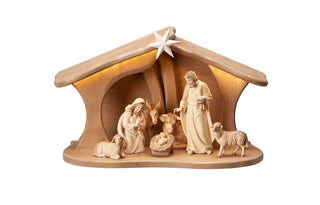 Advent Nativity Set - 9 pieces - Luce Stable for Holy Family with LED - 776753L