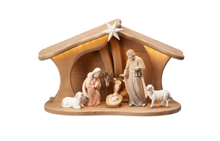 Advent Nativity Set - 9 pieces - Luce Stable for Holy Family with LED - 776753L