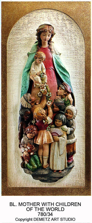 WOOD CARVED BLESSED MOTHER W/