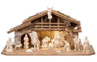 Heimatland Nativity Set - 17 pieces - Alpine Stable with Lighting - 784654