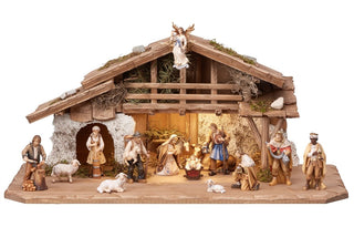 Heimatland Nativity Set - 17 pieces - Alpine Stable with Lighting - 784654