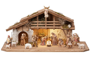Zirbel Nativity Set - 17 pieces - Alpine Stable with Lighting - 785654