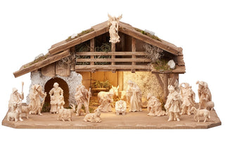 Zirbel Nativity Set - 20 pieces - Alpine Stable with Lighting - 785656