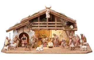 Zirbel Nativity Set - 20 pieces - Alpine Stable with Lighting - 785656