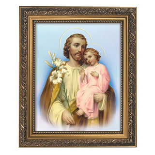 St. Joseph & Child - Ornate Gold Frame - 10.5 x 12.5" - 79-0422