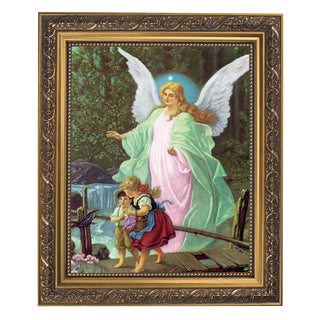 Guardian Angel - Ornate Gold Frame - 10.5 x 12.5" - 79-7026