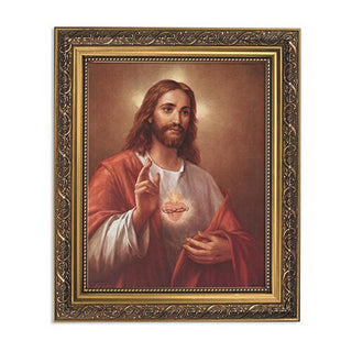La Fuente's Sacred Heart of Jesus - Ornate Gold Frame - 10.5 x 12.5" - 79-812