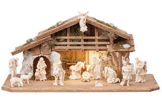 Mahlknecht Nativity Set - 17 pieces - Alpine Stable with Lighting - 797654