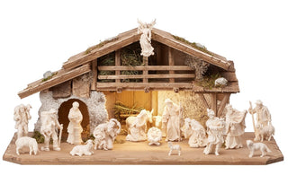 Mahlknecht Nativity Set - 20 pieces - Alpine Stable with Lighting - 797656