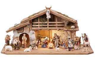 Mahlknecht Nativity Set - 20 pieces - Alpine Stable with Lighting - 797656