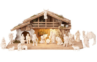 Mahlknecht Nativity Set - 25 pieces - Alpine Stable with Lighting - 797658