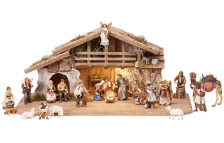 Mahlknecht Nativity Set - 25 pieces - Alpine Stable with Lighting - 797658
