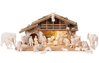 Mahlknecht Nativity Set - 30 pieces - Alpine Stable with Lighting - 797660