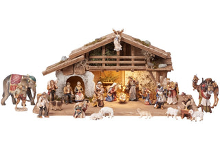 Mahlknecht Nativity Set - 30 pieces - Alpine Stable with Lighting - 797660