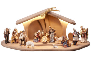 Mahlknecht Nativity Set - 17 pieces - Luce Stable with LED - 797780