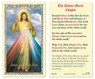 Divine Mercy Laminated Holy Card - 25/pk - 800-3200