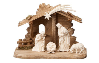 Kostner Nativity Set - 7 pieces - Tyrol Stable for Holy Family - 801701