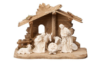 Kostner Nativity Set - 8 pieces - Tyrol Stable for Holy Family - 801702