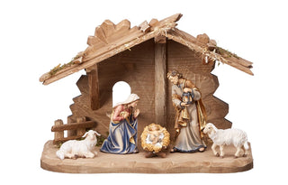 Kostner Nativity Set - 7 pieces - Tyrol Stable for Holy Family - 801704