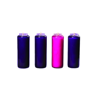 Glass Advent 7 Day Candle Set - 3 Purple, 1 Rose - 82200