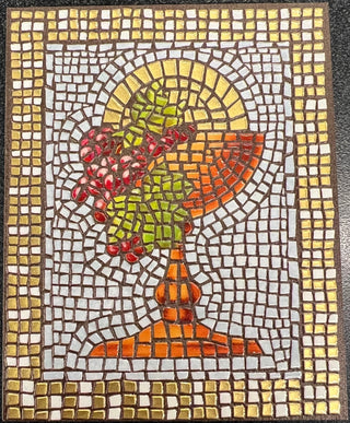 3" x 4" Italian Mosaic Tile Chalice and Grapes - 8332-695