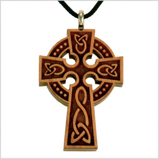 Necklace, wooden celtic cross - 88A