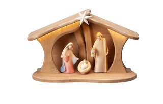 Leonardo Nativity Set - 5 pieces - Luce Stable for Holy Family with LED - 910752L
