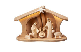Leonardo Nativity Set - 9 pieces - Luce Stable for Holy Family with LED - 910753L